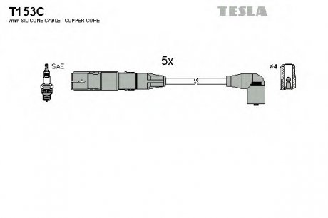 Комплект проводов зажигания TESLA T153C (фото 1)