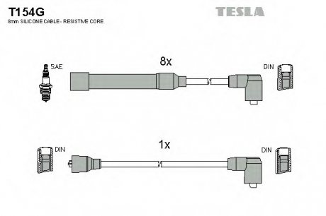 Комплект проводов зажигания TESLA T154G