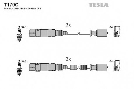 Комплект проводов зажигания TESLA T170C