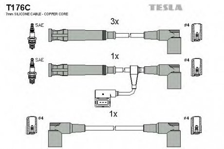 Комплект проводов зажигания TESLA T176C (фото 1)