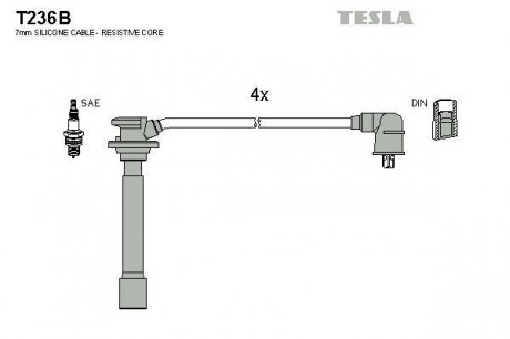 Комплект проводов зажигания TESLA T236B (фото 1)