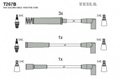 Комплект проводов зажигания TESLA T267B (фото 1)