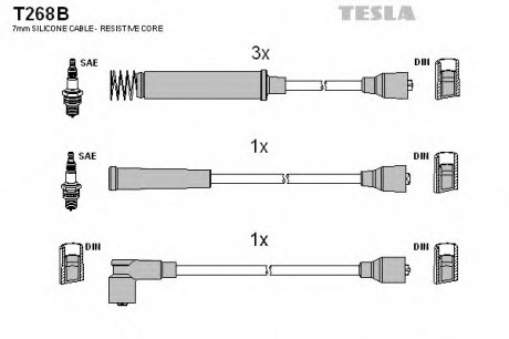 Комплект проводов зажигания TESLA T268B