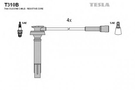 Комплект проводов зажигания TESLA T310B (фото 1)
