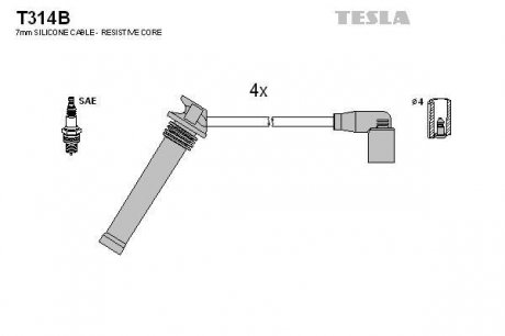 Комплект проводов зажигания TESLA T314B (фото 1)