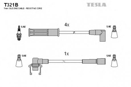Комплект проводов зажигания TESLA T321B (фото 1)