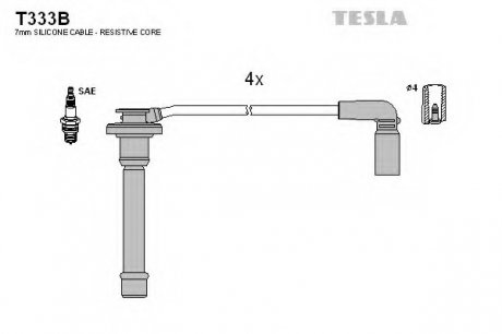 Комплект проводов зажигания TESLA T333B (фото 1)