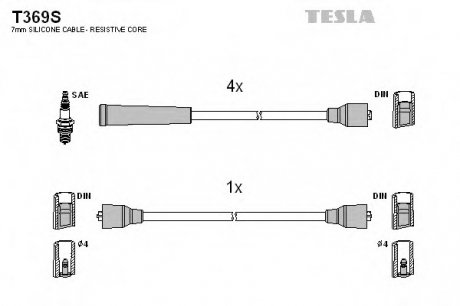 Комплект проводов зажигания TESLA T369S (фото 1)
