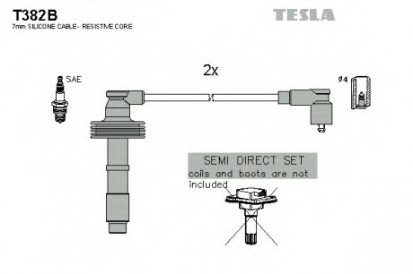 Комплект проводов зажигания TESLA T382B (фото 1)