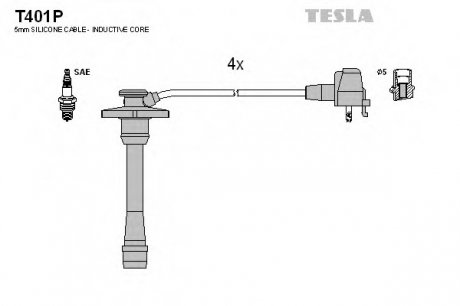 Комплект проводов зажигания TESLA T401P (фото 1)