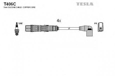 Комплект проводов зажигания TESLA T406C