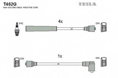 Комплект проводов зажигания TESLA T462G (фото 1)