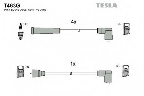 Комплект проводов зажигания TESLA T463G (фото 1)