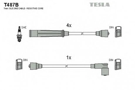 Комплект проводов зажигания TESLA T487B (фото 1)
