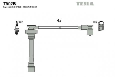 Комплект проводов зажигания TESLA T502B (фото 1)