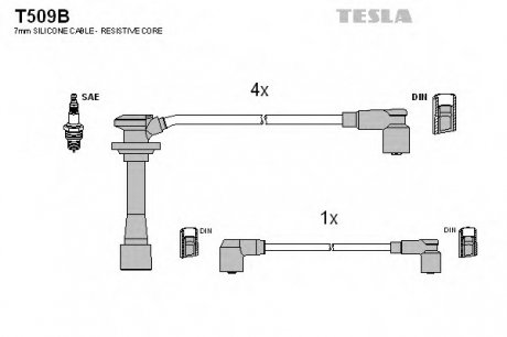 Комплект проводов зажигания TESLA T509B (фото 1)
