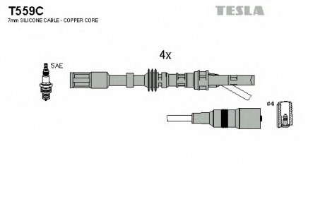 Комплект проводов зажигания TESLA T559C (фото 1)