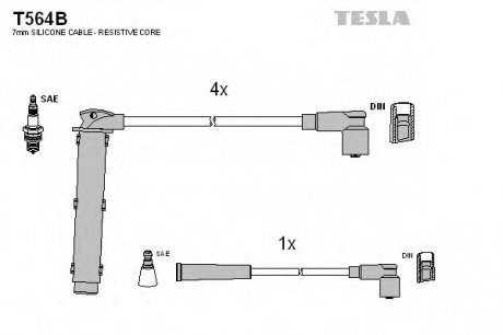 Комплект проводов зажигания TESLA T564B (фото 1)