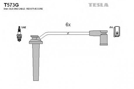Комплект проводов зажигания TESLA T573G