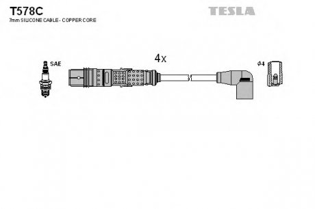 Комплект проводов зажигания TESLA T578C (фото 1)