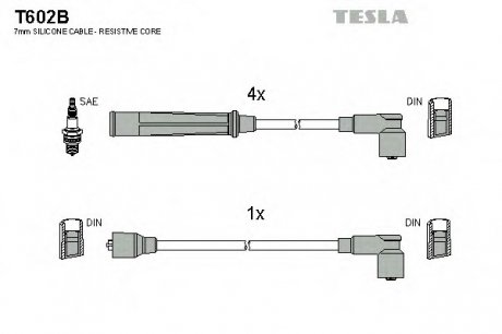 Комплект проводов зажигания TESLA T602B (фото 1)