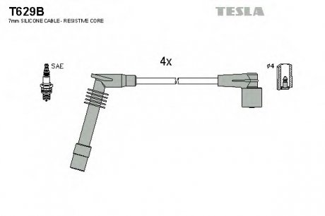 Комплект проводов зажигания TESLA T629B (фото 1)