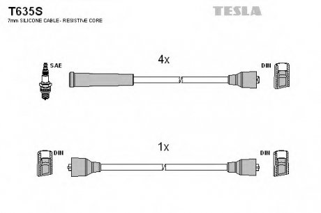 Комплект проводов зажигания TESLA T635S (фото 1)