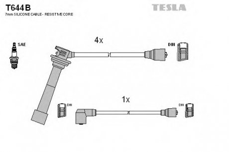 Комплект проводов зажигания TESLA T644B (фото 1)