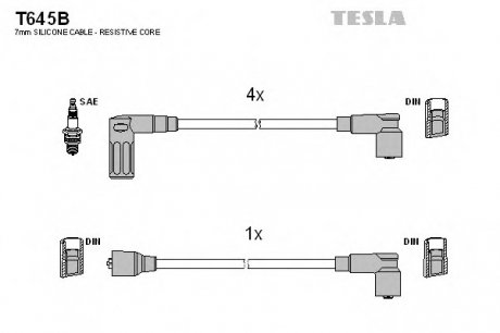 Комплект проводов зажигания TESLA T645B (фото 1)