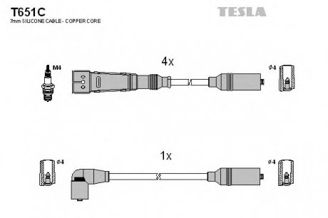 Комплект проводов зажигания TESLA T651C (фото 1)