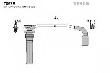 Комплект проводов зажигания TESLA T697B (фото 1)