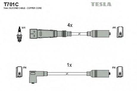 Комплект проводов зажигания TESLA T701C (фото 1)