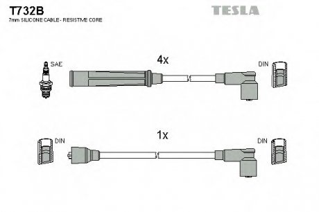 Комплект проводов зажигания TESLA T732B (фото 1)