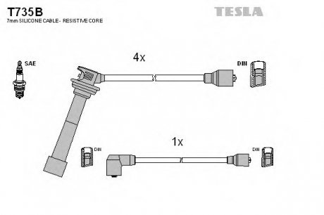 Комплект проводов зажигания TESLA T735B (фото 1)