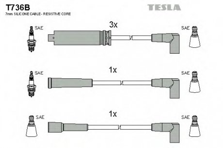 Провода высоковольтные Nexia 1.5 8кл. (под трамблер) силікон TESLA T736B