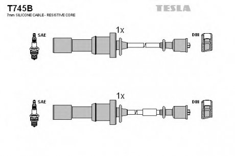 Комплект проводов зажигания TESLA T745B (фото 1)