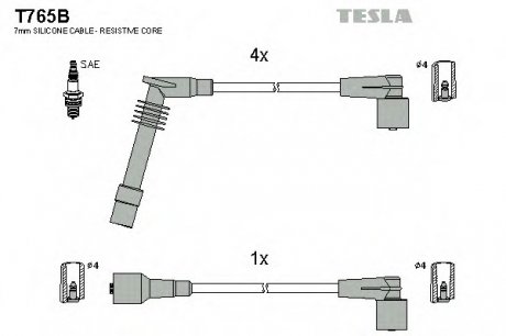 Комплект проводов зажигания TESLA T765B (фото 1)