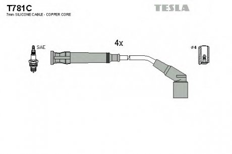 Комплект проводов зажигания TESLA T781C (фото 1)