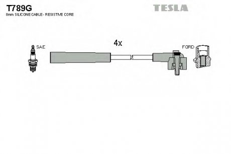 Комплект проводов зажигания TESLA T789G (фото 1)