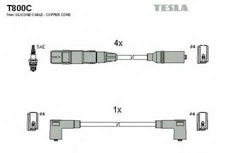 Комплект проводов зажигания TESLA T800C (фото 1)