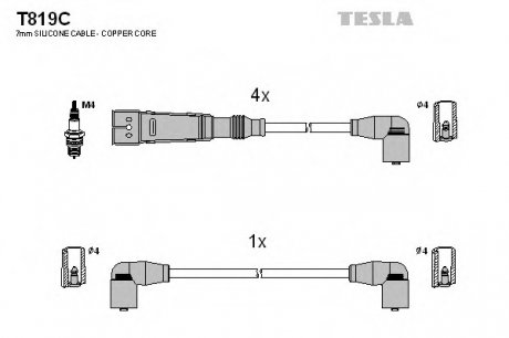Комплект проводов зажигания TESLA T819C