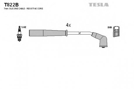 Комплект проводов зажигания TESLA T822B