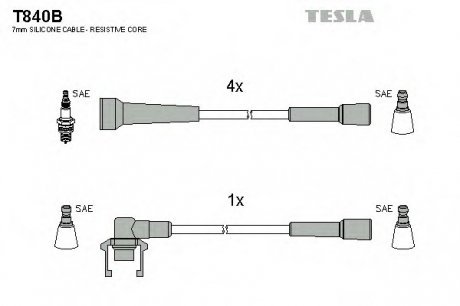Комплект проводов зажигания TESLA T840B (фото 1)