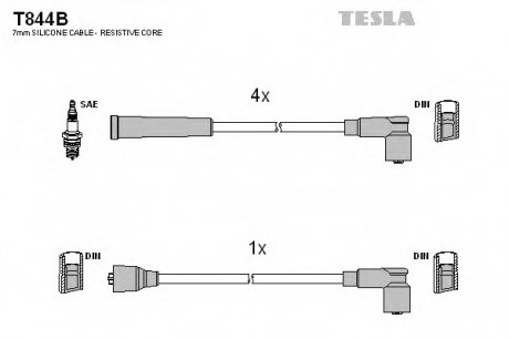 Комплект проводов зажигания TESLA T844B