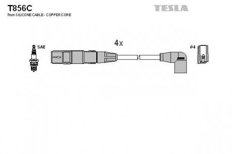 Комплект проводов зажигания TESLA T856C (фото 1)