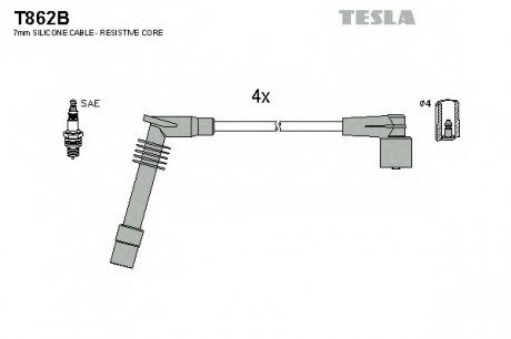 Комплект проводов зажигания TESLA T862B (фото 1)