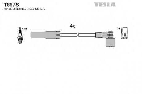 Комплект проводов зажигания TESLA T867S (фото 1)