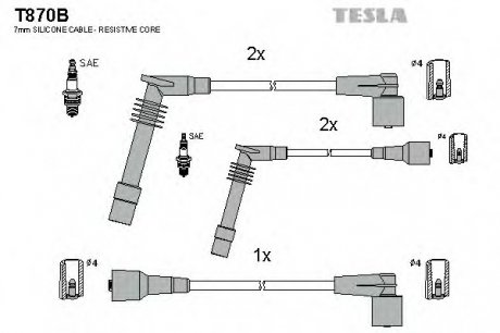 Комплект проводов зажигания TESLA T870B (фото 1)