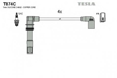 Комплект проводов зажигания TESLA T874C (фото 1)