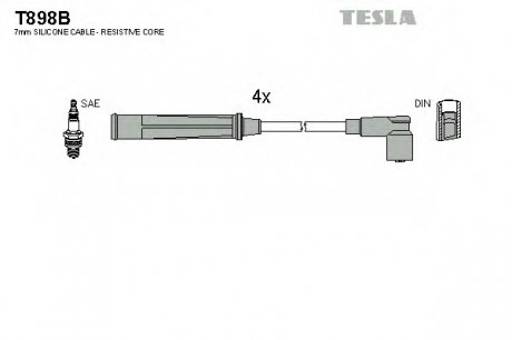 Комплект проводов зажигания TESLA T898B (фото 1)